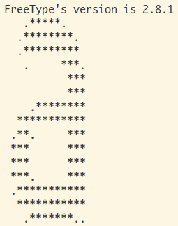 The 'a' glyph rendered in a terminal emulator console